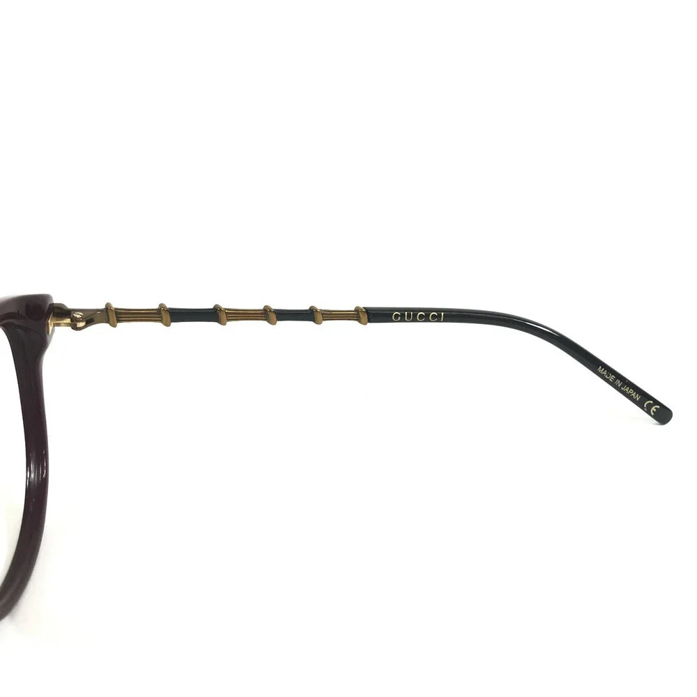 Gucci Eyeglasses Frames GG0656O 004 Shiny Burgundy Antique Gold Bamboo 53-19-140